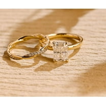 Jewelerix 2 CT Moissanite Diamond Engagement Ring 14K Gold Plated Radiant Cut Ring Band Comfort Fit Mother's Day Surprise Gift