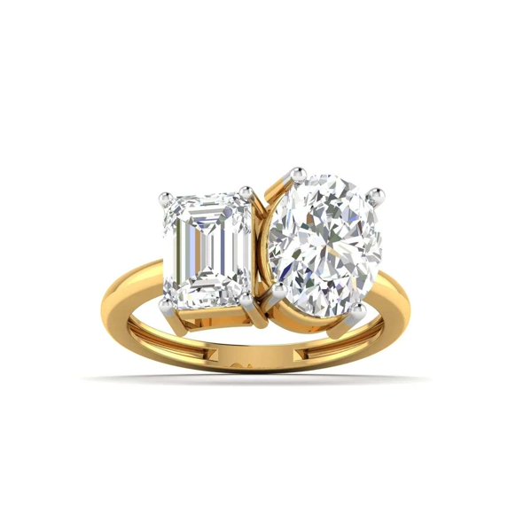 Jewelerix 2 CT Oval Cut Ring 14K Gold Plated Moissanite Diamond Engagement Ring Emerald Classic Birthday Gift for Sister