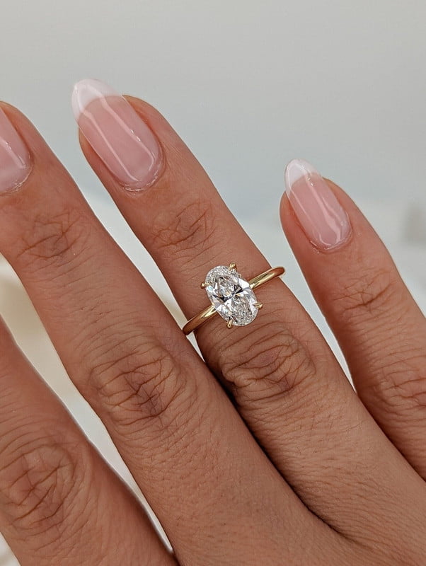 Jewelerix 2 Carat Oval Cut Moissanite Engagement Ring for Women – 14K Yellow Gold Solitaire Ring, Classic Minimalist Bridal Jewelry Gift