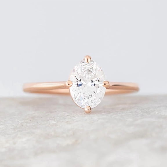 Jewelerix 2 Carat Oval Cut Moissanite Engagement Ring for Women Solid 10K Rose Gold Solitaire Ring Classic Minimalist Ring Wedding Promise Ring