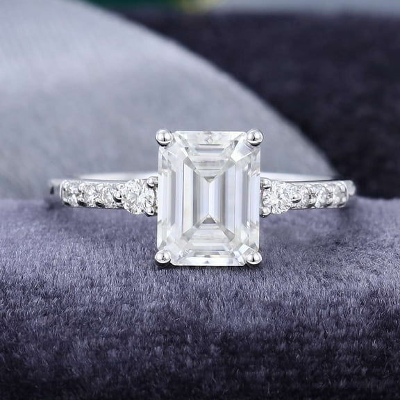 Jewelerix 925 Silver Emerald Cut Ring 2 CT Moissanite Diamond Engagement Ring Beautiful Handmade Jewelry Anniversary Promise Ring Gift for Her
