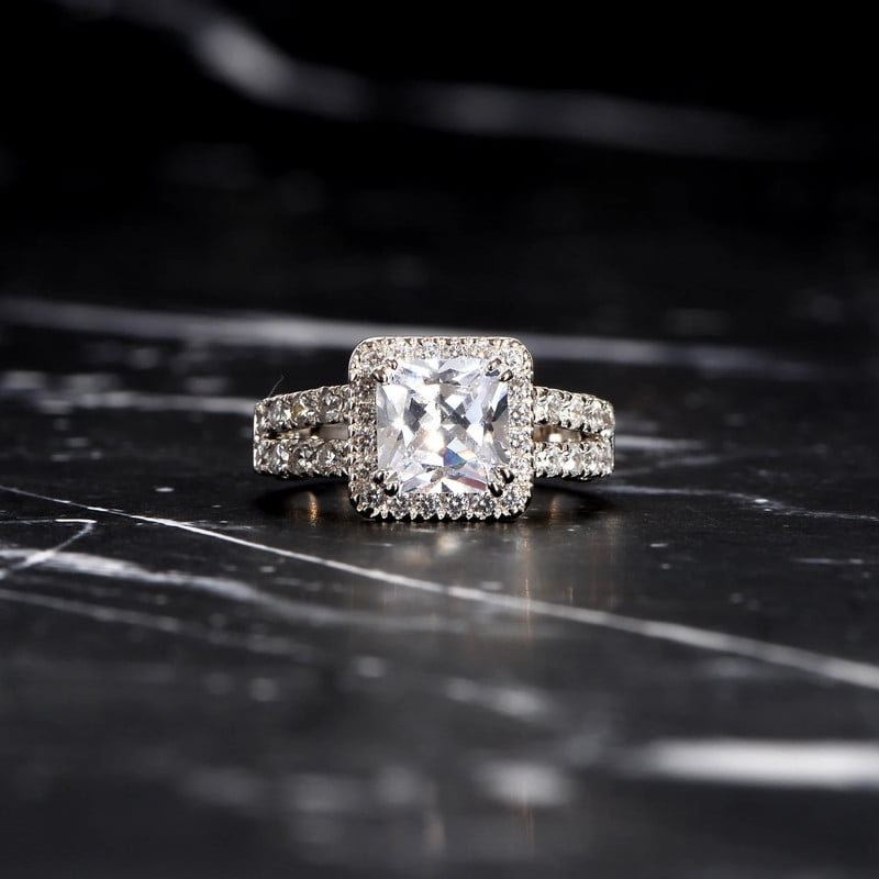Jewelerix Amazing Cushion Cut Halo Engagement Ring 925 Sterling Silver ...