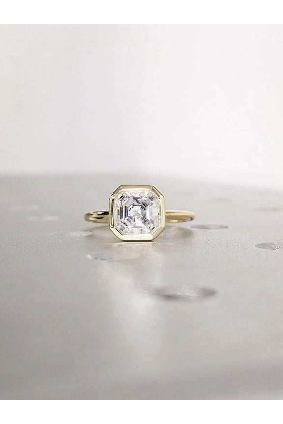 Asscher Cut Ring 1 CT Comfort Fit Moissanite Diamond Diamond Engagement Ring Brilliant Proposal Mother's Day Gift