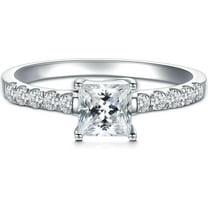 Jewelerix Beautiful 1.50 CT Princess Cut Ring Moissanite Plated Diamond Engagement Ring 14K Wedding Promise Rings for Her
