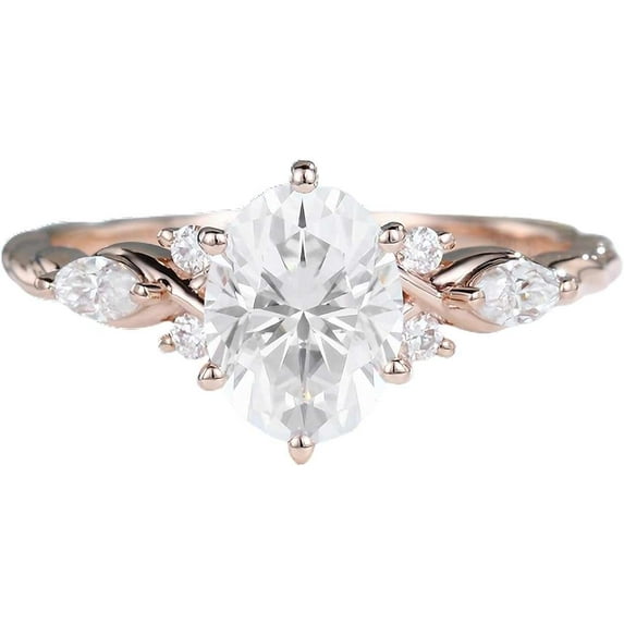 Jewelerix Beautiful Oval Cut 1.30 CT Ring Engagement Moissanite Diamond 14K Rose Gold Ring Birthday Gift for Sister