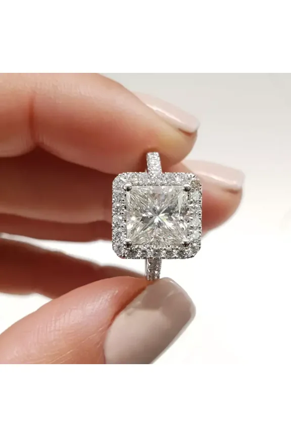 Best Women Proposal Princess Ring 18K White Gold Engagement Diamond Ring Wedding Band Women Ring