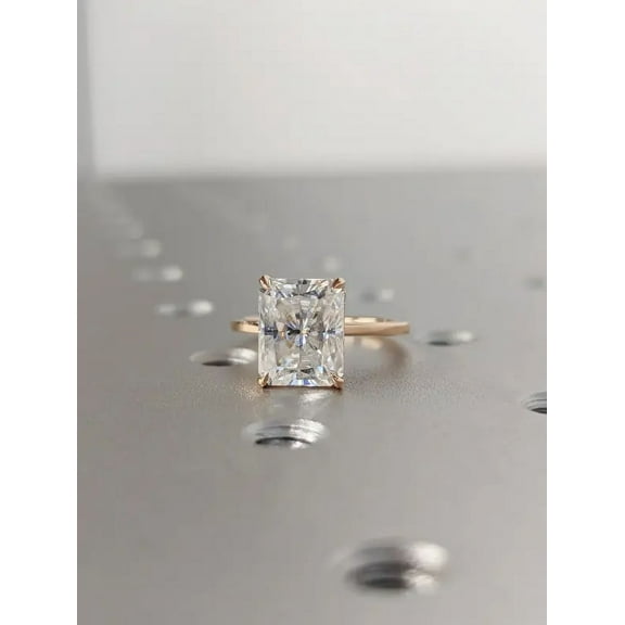 Jewelerix Brilliant Radiant Cut Ring 925 Sterling 1.50 CT Engagement Moissanite Diamond Ring Hide Halo Wedding Gift Proposal Ring