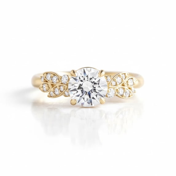 Jewelerix Brilliant Round Cut Anniversary Ring Elegant Moissanite Diamond Wedding Ring Romantic 14K Yellow Gold Vermeil Engagement Perfect Ring