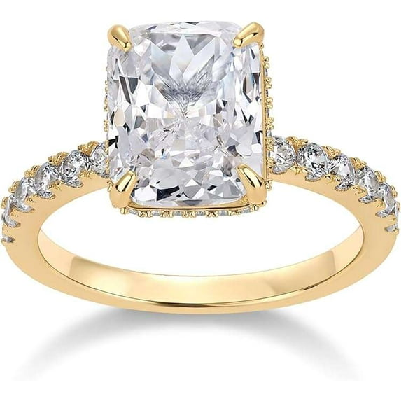 Jewelerix Charming 14k Yellow Gold Plated Radiant Cut Moissanite Diamond 1.5 CT Popular Engagement Rings For Millennials