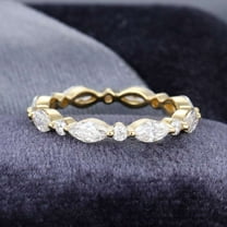 Jewelerix Charming Marquise Cut Ring 2 CT Moissanite Diamond Engagement Ring Round Plated Yellow Gold Anniversary Gift for Women