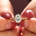 thumbnail image 1 of Jewelerix Classic Oval Moissanite Solitaire Ring, Vermeil Yellow Gold Bezel Setting, Minimalist Women’s Ring, Proposal Ring for Her, 1 of 5