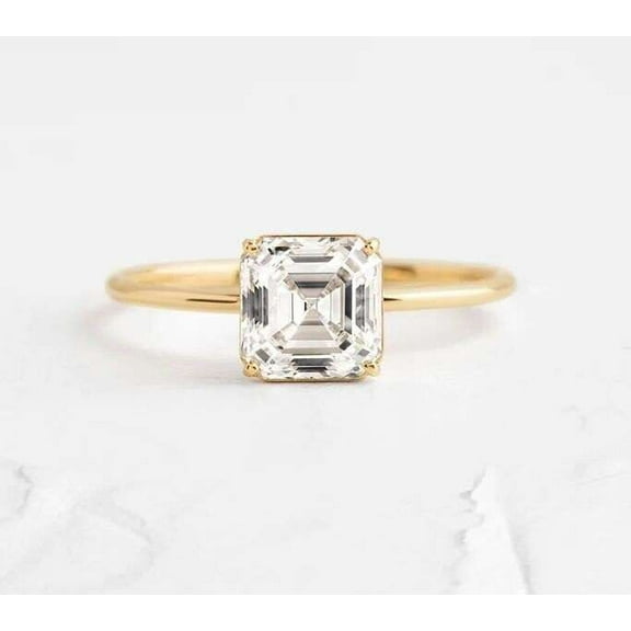 Jewelerix Comfort Fit Ring 1.50 CT Asscher Cut Moissanite Diamond Ring Gorgeous 10K Wedding Ring for Women
