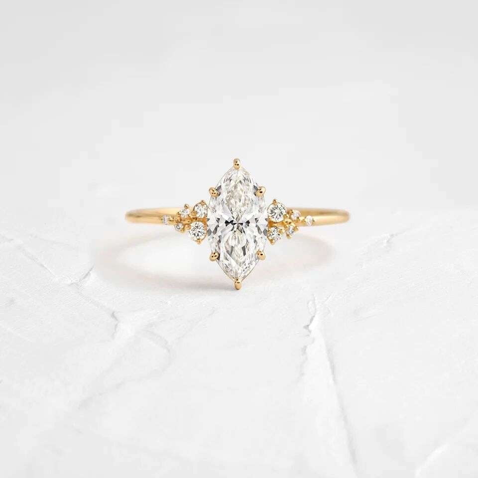 Jewelerix Comfort Fit Ring 2 CT Marquise Cut Ring 18K Moissanite Diamond Engagement Ring Wedding Ring for Women