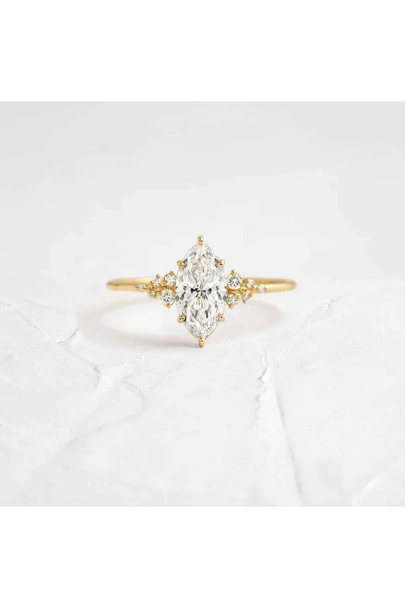 Comfort Fit Ring 2 CT Marquise Cut Ring 18K Moissanite Diamond Engagement Ring Wedding Ring for Women