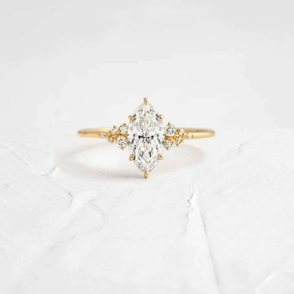 Jewelerix Comfort Fit Ring 2 CT Marquise Cut Ring 18K Moissanite Diamond Engagement Ring Wedding Ring for Women