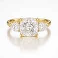 thumbnail image 1 of Jewelerix Cushion Cut Engagement Ring with Pear Side Stones 14K Yellow Gold Three Stone Ring Moissanite Diamond Ring for Women, 1 of 5
