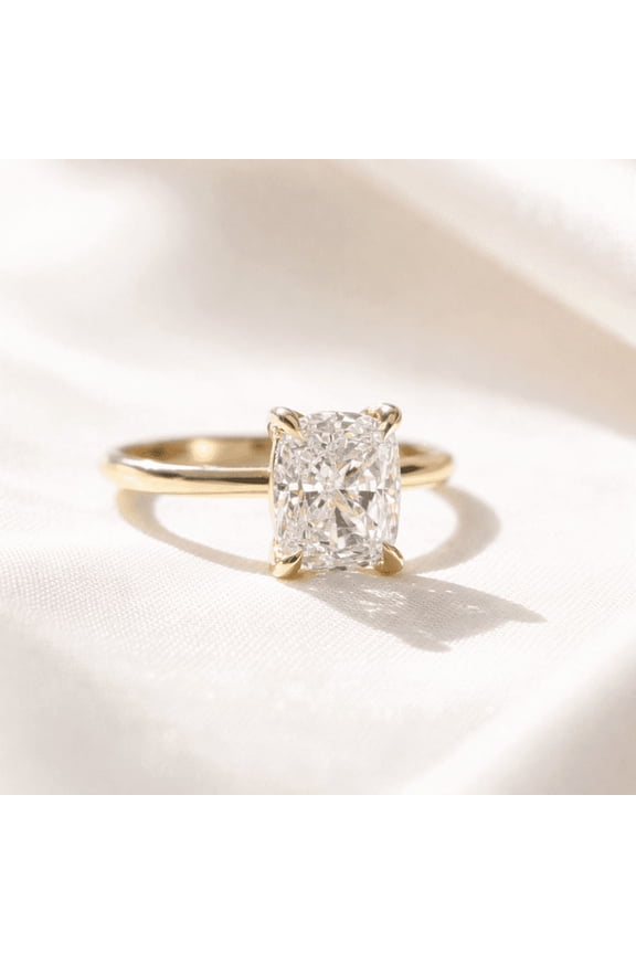 Cushion Cut Moissanite Diamond Halo Wedding Ring in 14K Gold Vermeil, Vintage Style, Pave Band, Size 3-9