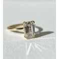 thumbnail image 1 of Jewelerix Double Prongs Emerald Cut Wedding Ring 10K Vermeil Yellow Gold Engagement Ring Hidden Halo Moissanite Diamond Anniversary Ring, 1 of 6