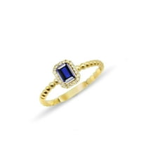 Jewelerix Elegant Blue Yellow Gold Plated Emerald Cut Ring 1.15 CT Moissanite Diamond Engagement Ring Perfect Wedding Ring
