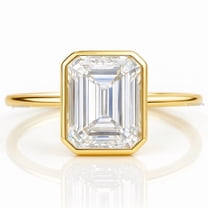 Jewelerix Emerald Cut CZ Solitaire Ring Elegant 10K Yellow Gold Plated Ring Bezel Set Engagement Ring, Minimalist Jewelry for Women