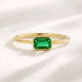 thumbnail image 1 of Jewelerix Emerald Cut Green Gemstone Solitaire Ring in Yellow Gold, Minimalist Stackable Promise Ring for Women, May Birthstone, 1 of 3