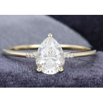 Jewelerix Glamorous 1.50 CT Moissanite Diamond Engagement Ring Pear Cut Plated Yellow Gold Ring Special Gift For Her