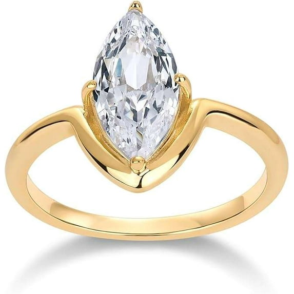 Jewelerix Glamorous 1 CT Moissanite Diamond Engagement Ring Marquise Cut Plated Yellow Gold Ring Special Gift For Her