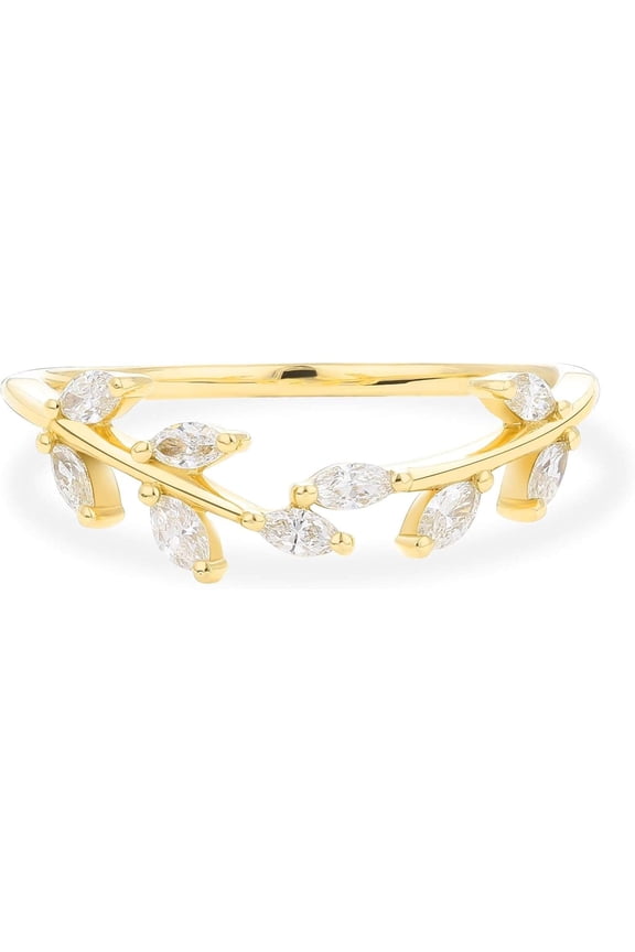 Goreguous 1.5 CT Marquise Cut Ring 18K White/Yellow/Rose Moissanite Engagement Ring Birthday Surprise Gift