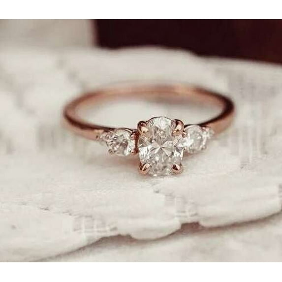 Jewelerix Goreguous 10K Oval Cut Ring Moissanite Diamond Engagement Ring 1.50 CT Bridal Wedding Gift For