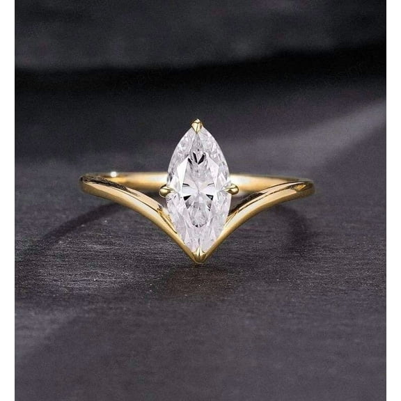 Jewelerix Gorgeous Marquise Cut Ring 1.50 CT Moissanite Diamond Engagement Ring Plated Yellow /Rose Gold Promise Rings for Her