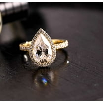 Jewelerix Gorgeous Pear Cut Ring 2.50 CT Moissanite Diamond Engagement Ring 18K Yellow/Rose Gold Proposal Comfort Fit Promise Rings
