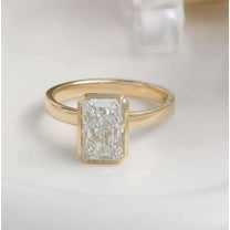 Jewelerix Gorgeous Radiant Cut Ring Plated Yellow Gold Moissanite Diamond Ring 1 CT Comfort Fit Engagement Women Ring