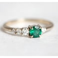 thumbnail image 1 of Jewelerix Handcrafted 10K Vermeil Yellow Gold Ring, Emerald Green Moissanite Diamond Ring, Perfect for Engagement Ring, 1 of 5