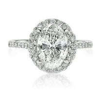 Jewelerix Handmade Jewelry Oval Cut Ring Halo Moissanite Diamond Engagement Ring 10K Valentine's Surprise Gift