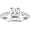 thumbnail image 1 of Jewelerix Lovely 925 Silver Asscher Cut Ring Moissanite Diamond Engagement 1.50 CT Ring Forever One Her Birthday Gift Ring, 1 of 1