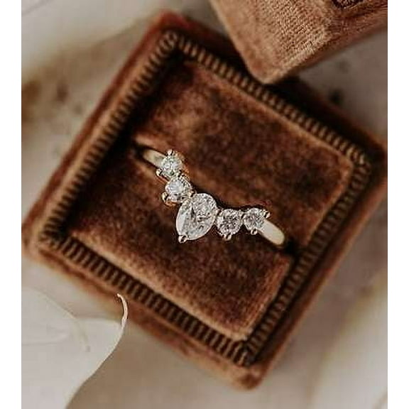 Jewelerix Moissanite 14K Yellow Gold Lovely Ring Oval Cut Diamond Anniversary Promise Ring Gift for Her