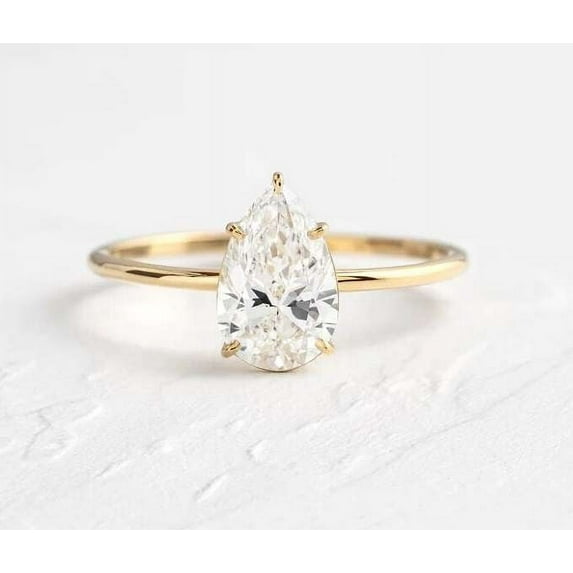Jewelerix Moissanite Diamond Engagement Ring 14K Gold Pear Cut Ring 1.25 CT Forever one Her Birthday Gift Ring