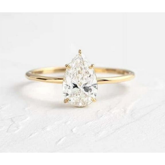 Jewelerix Moissanite Diamond Engagement Ring 14K Gold Pear Cut Ring 1.25 CT Forever one Her Birthday Gift Ring