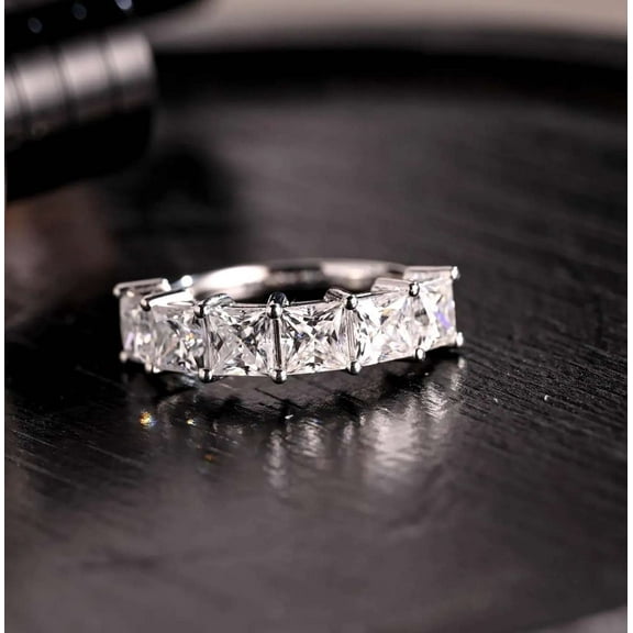 Jewelerix Moissanite Diamond Engagement Ring 925 Sterling Princess Cut Ring 3 CT Proposal Forever One Her Birthday Gift Ring