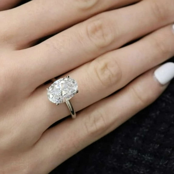 Jewelerix Oval Cut Moissanite Engagement Ring for Women – 925 Sterling Silver Solitaire Ring – D Color, VVS1 Clarity – Classic Wedding Jewelry