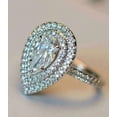thumbnail image 1 of Jewelerix Pear Cut Engagement Ring Double Halo Silver Band Plated Moissanite Statement Ring Women's Luxury Cocktail Ring, 1 of 5