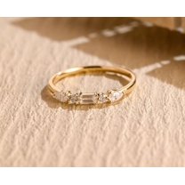Jewelerix Plated Rose Gold Ring Brilliant Baguette Cut Ring 2 CT Moissanite Diamond Engagement Ring Wedding Ring