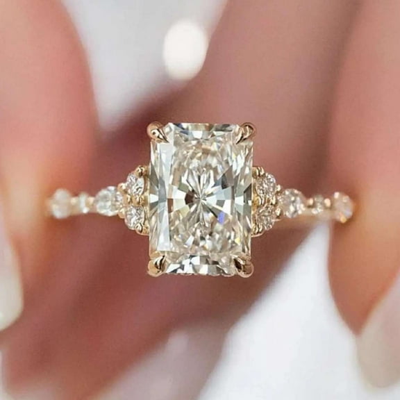 Jewelerix Radiant Cut Engagement Ring 14K Gold Vermeil Proposal Promise Ring Moissanite Diamond Wedding Special Gift for Women's