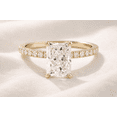 thumbnail image 1 of Jewelerix Radiant Cut Moissanite Engagement Ring 14K Yellow Vermeil Gold Pavé Band Solitaire Wedding Ring for Her, 1 of 4