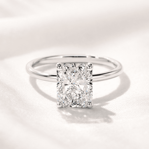 Jewelerix Radiant Cut Solitaire Engagement Ring,14K White Gold Vermeil, Classic 4-Prong Wedding Promise Ring for Her