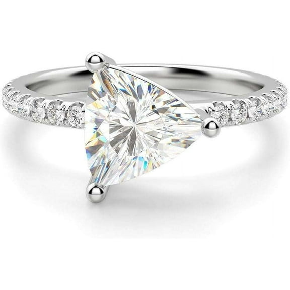 Jewelerix Romantic 1.50 CT Trillion Cut Ring Moissanite Diamond Women's Engagement Ring 14K White Gold Mother's Day Gift