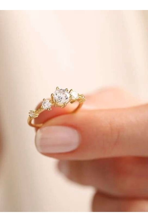 Round Cut Ring 14K Yellow Gold Moissanite Diamond Engagement Ring 1.50 CT Anniversary Gift for Women
