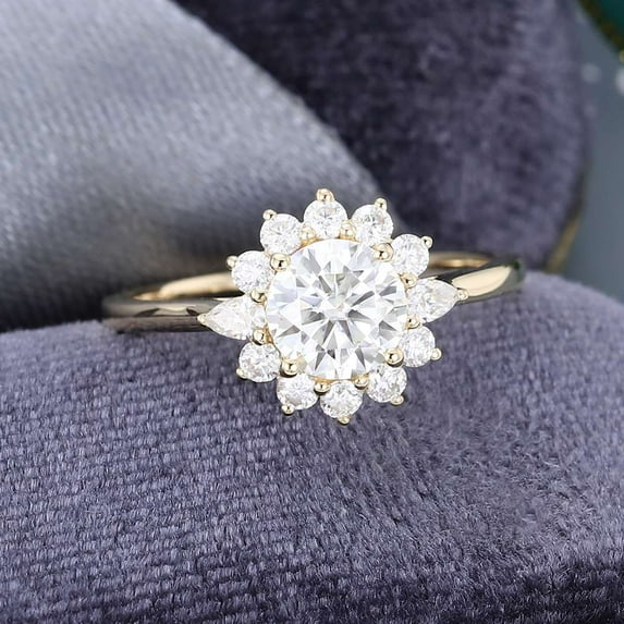 Jewelerix Round Cut Ring 18K Moissanite Diamond Engagement Ring 2 CT Handmade Jewelry Anniversary Promise Ring Gift for Her