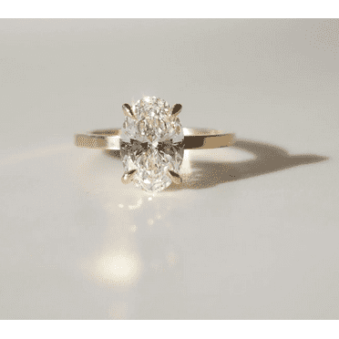 Jewelerix Solitaire Oval Cut Ring 1.50 CT Moissanite Diamond Engagement Ring 10K Yellow Gold Proposal Wedding Ring for Her
