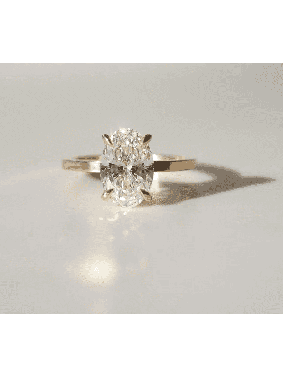 Solitaire Oval Cut Ring 1.50 CT Moissanite Diamond Engagement Ring 10K Yellow Gold Proposal Wedding Ring for Her